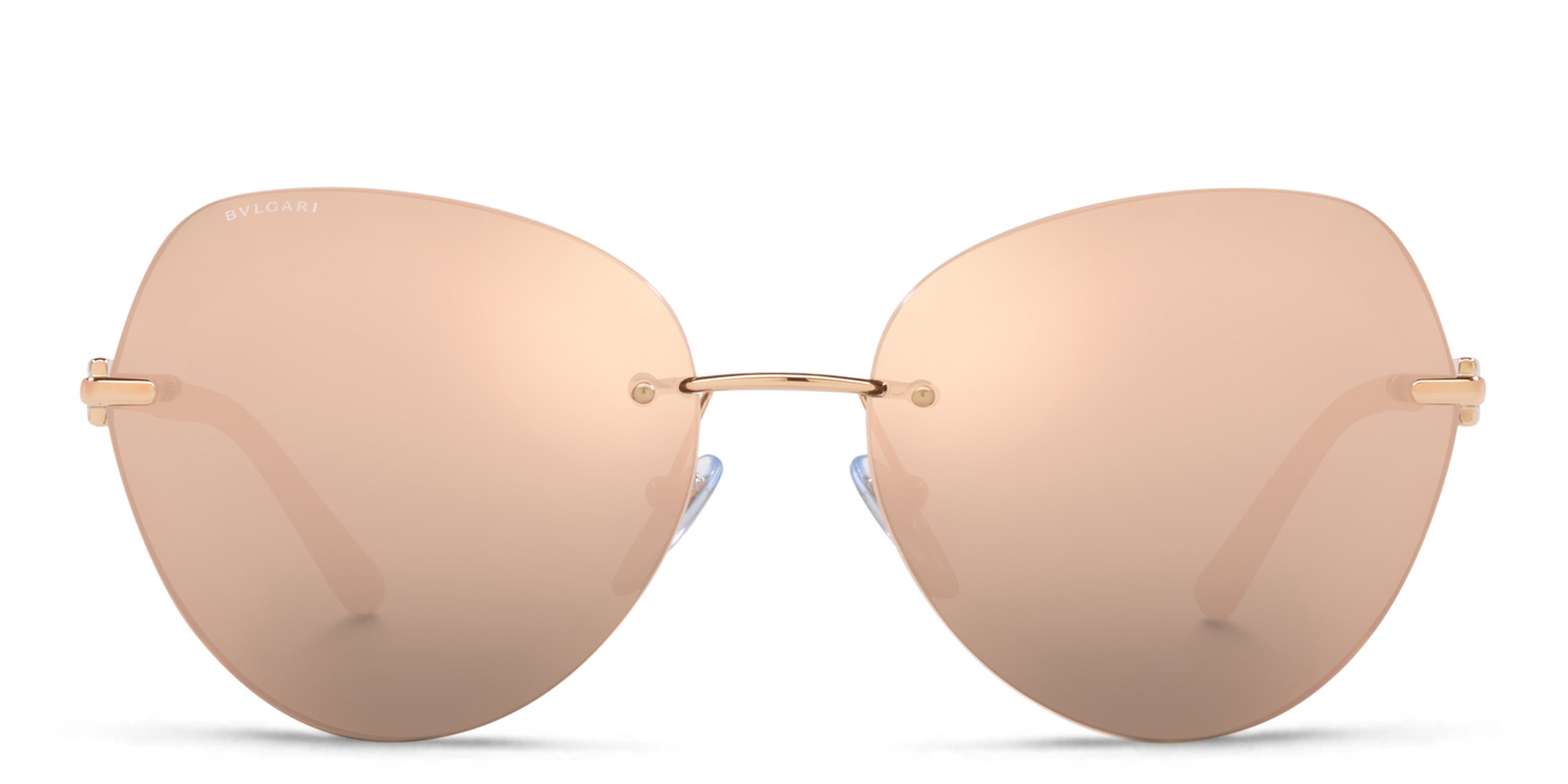 BVLGARI Rimless Pilot Sunglasses in Pink Gold – Product Photo 1