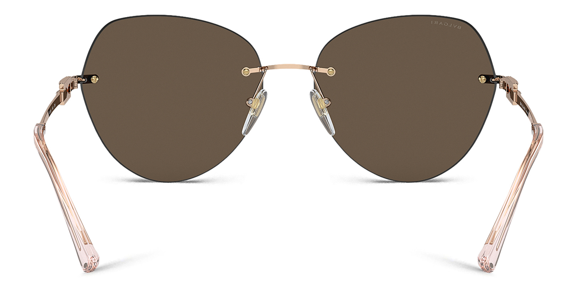 BVLGARI Rimless Pilot Sunglasses in Pink Gold – Product Photo 4