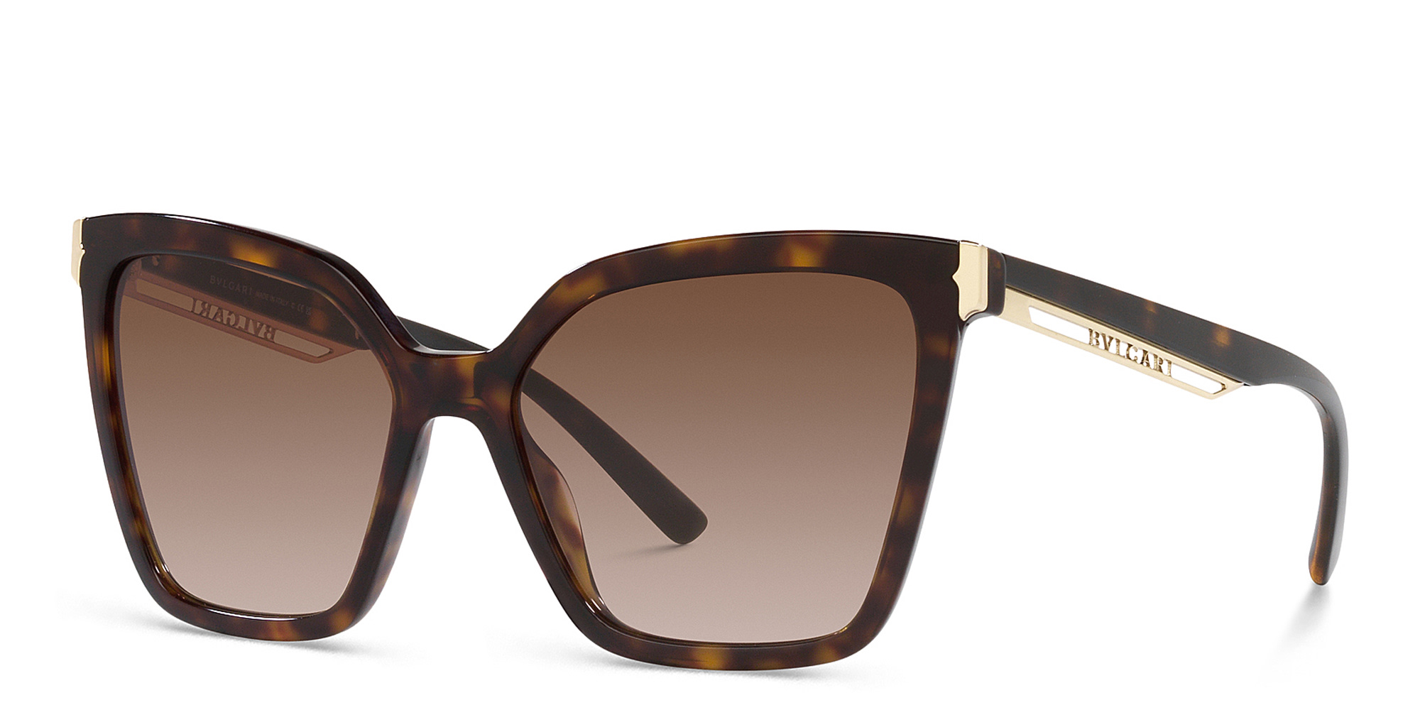 Shop BVLGARI Oversized Cat-Eye Sunglasses in Havana online.