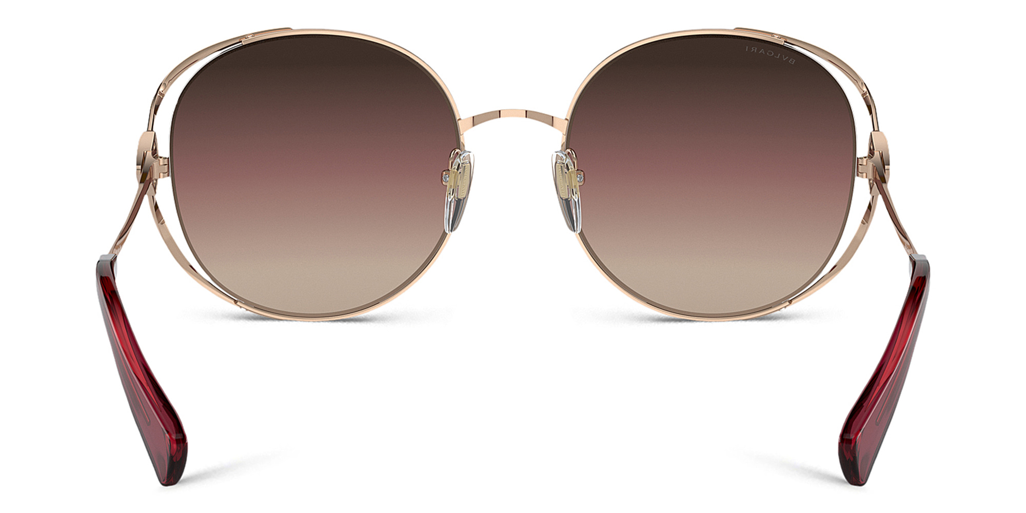 Shop BVLGARI Round Sunglasses in Pink Gold online.