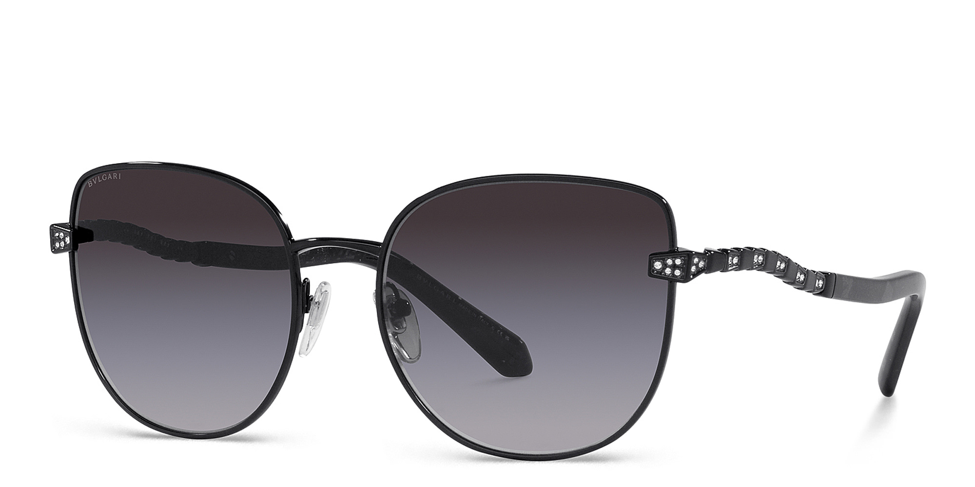 Shop BVLGARI Cat-Eye Sunglasses in Black online.