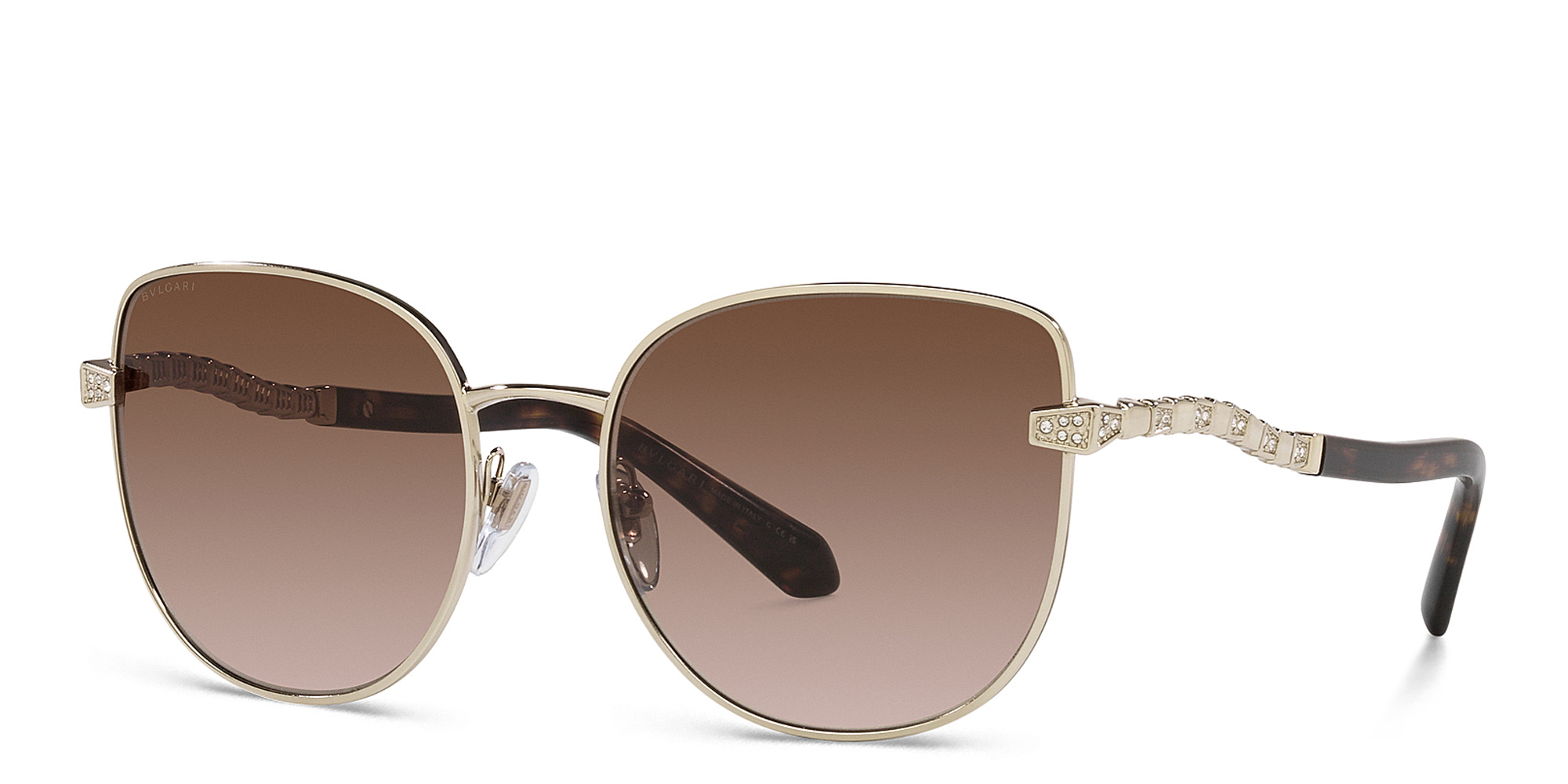 Shop BVLGARI Cat-Eye Sunglasses in Pale Gold online.