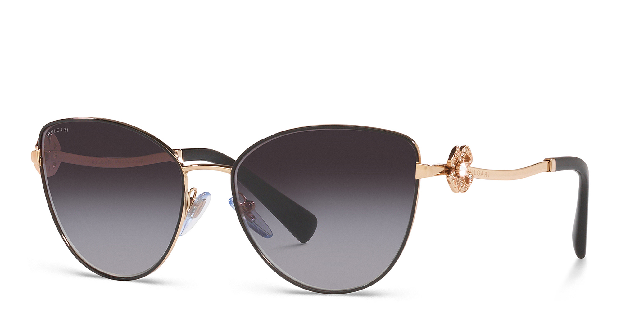 Shop BVLGARI Cat-Eye Sunglasses in Rose Gold online.