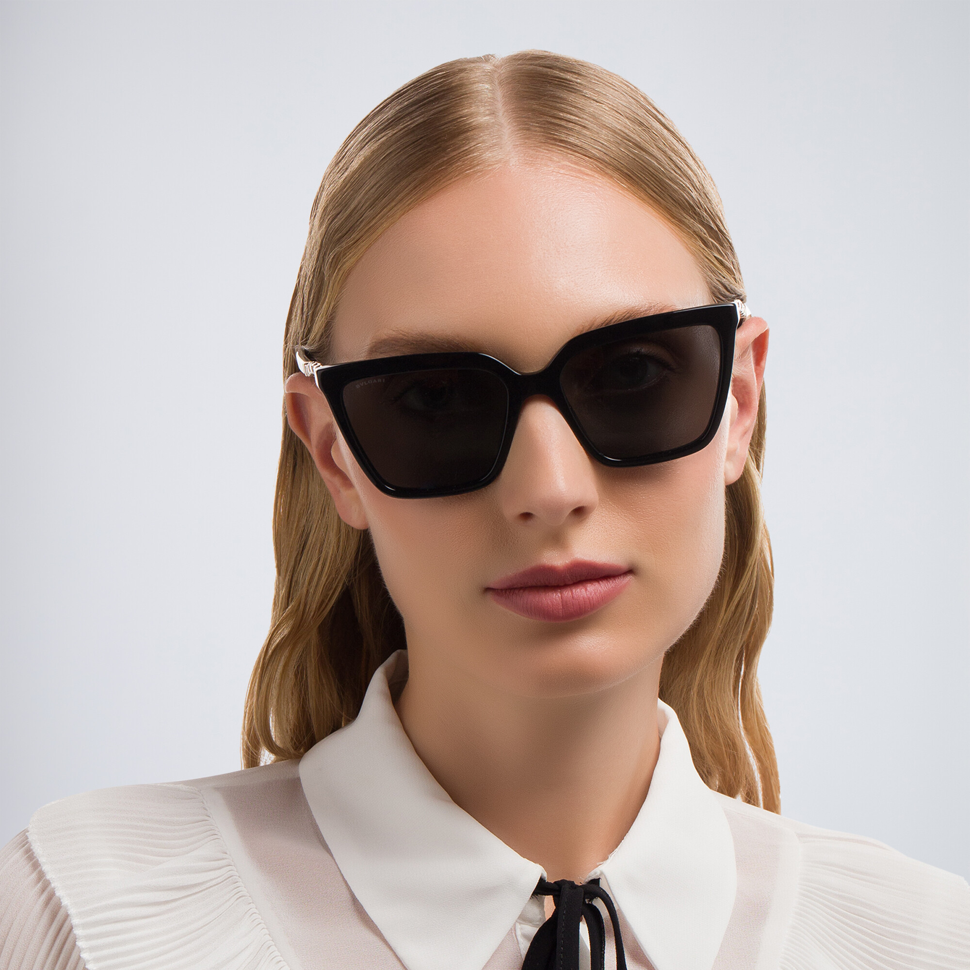 Shop BVLGARI Cat-Eye Sunglasses in Black online.