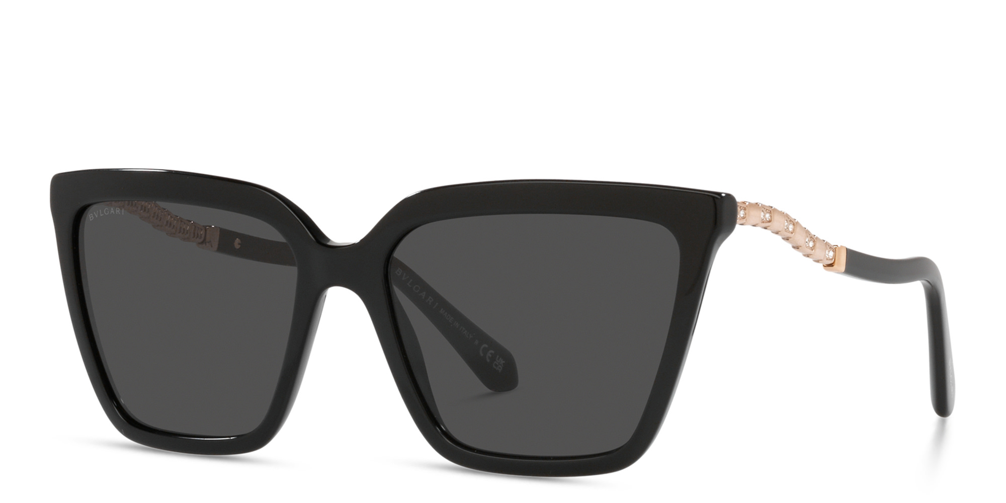 Shop BVLGARI Cat-Eye Sunglasses in Black online.