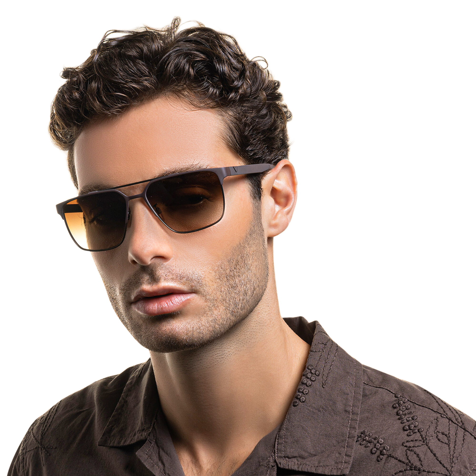 Shop Emporio Armani Square Sunglasses in Brown online.