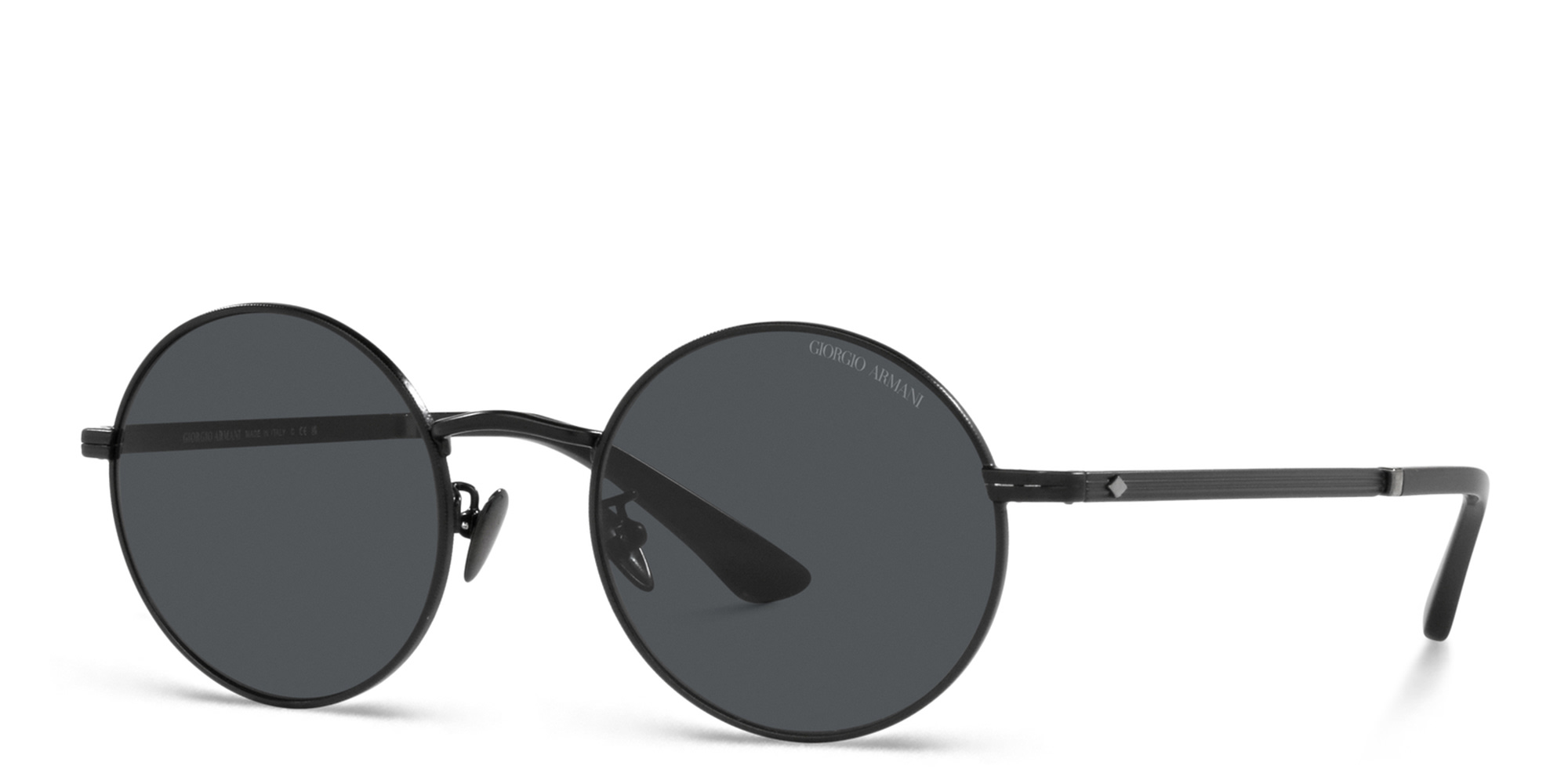 Shop GIORGIO ARMANI Round Sunglasses in Matte Black online.