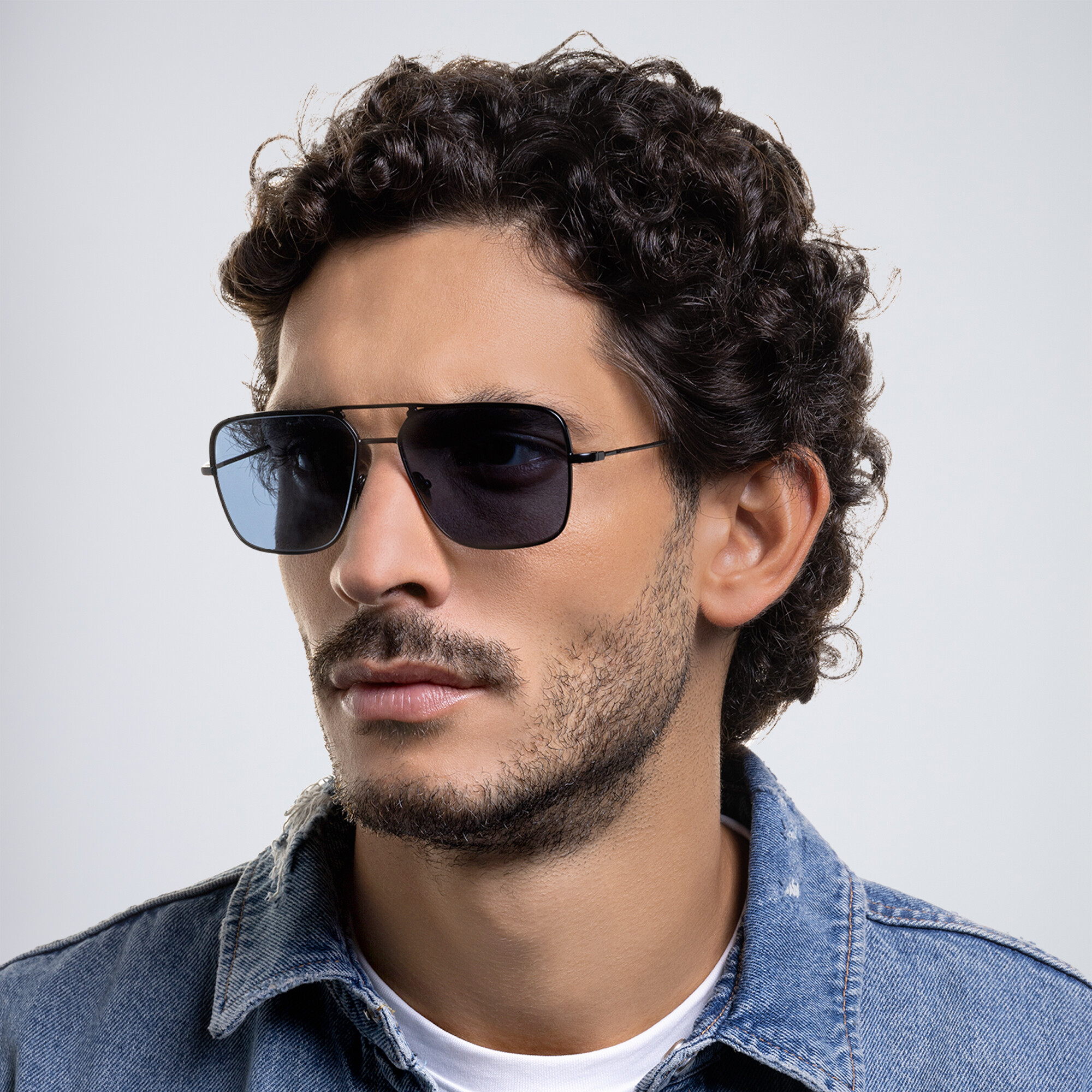 Shop GIORGIO ARMANI Aviator Sunglasses in Matte Black online.