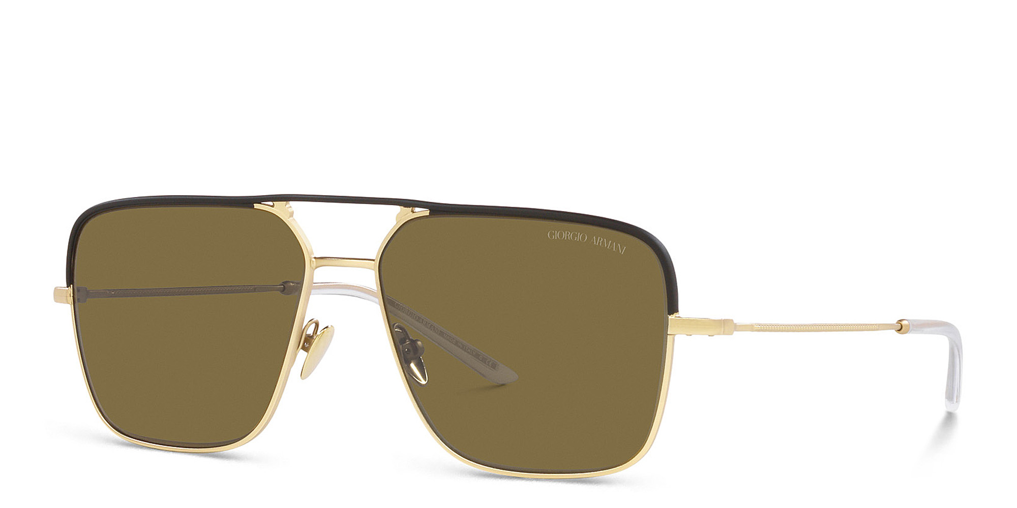تسوق نظارات شمسية أفياتور جورجو أرماني بلون ذهبي فاتح مطفي أونلاين.