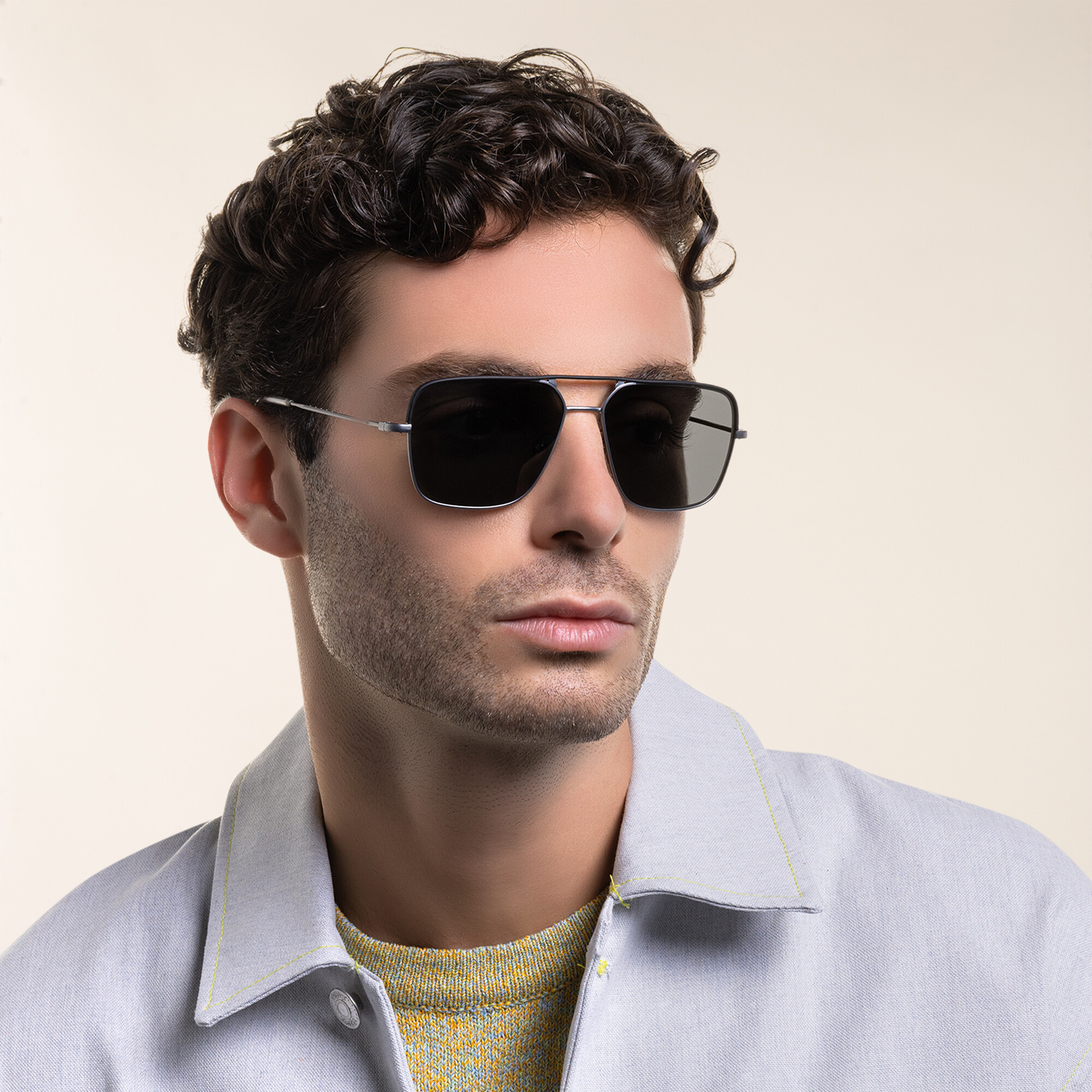 GIORGIO ARMANI Pilot Sunglasses in Matte Gunmetal – Product Photo 5