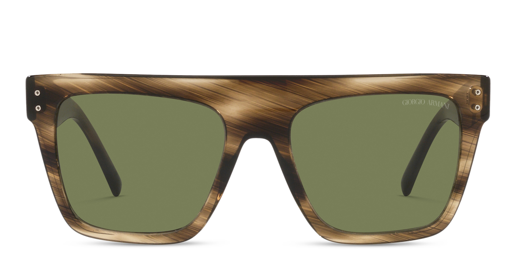 Shop GIORGIO ARMANI Unisex Square Sunglasses in Striped Brown online.