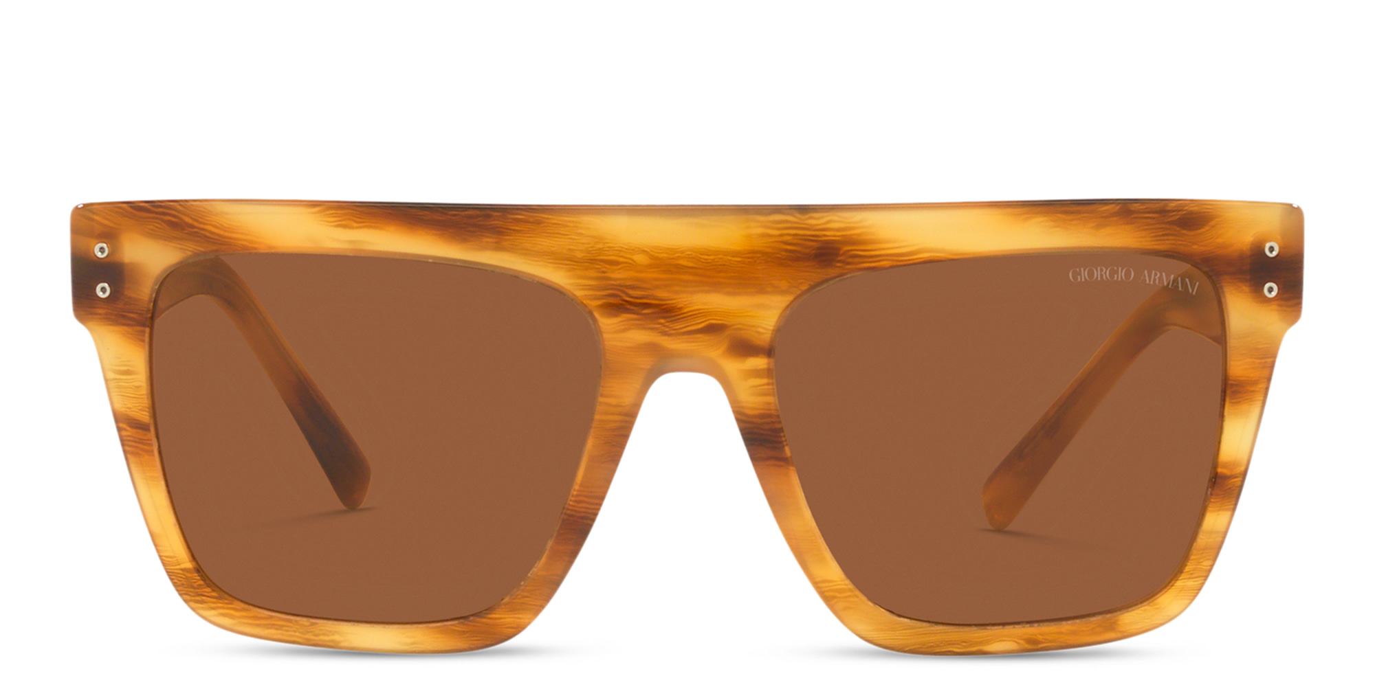 Shop GIORGIO ARMANI Unisex Square Sunglasses in Brown online.