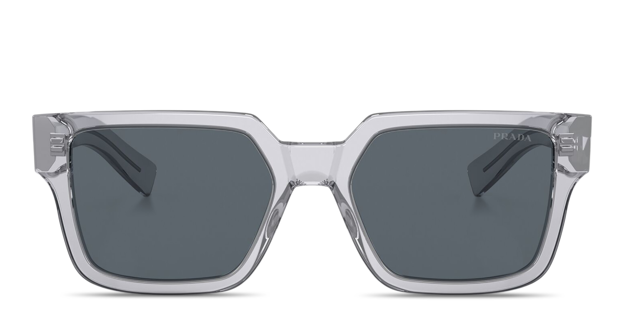 Shop PRADA Logo Print Pillow Sunglasses in Transparent Grey online.