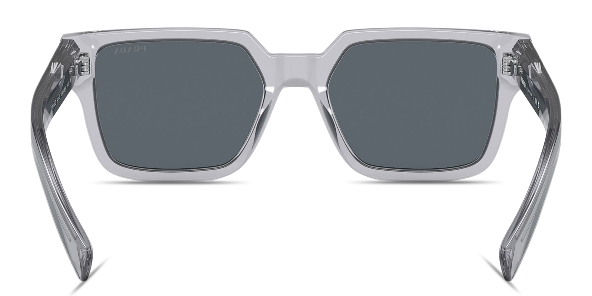 Shop PRADA Logo Print Pillow Sunglasses in Transparent Grey online.