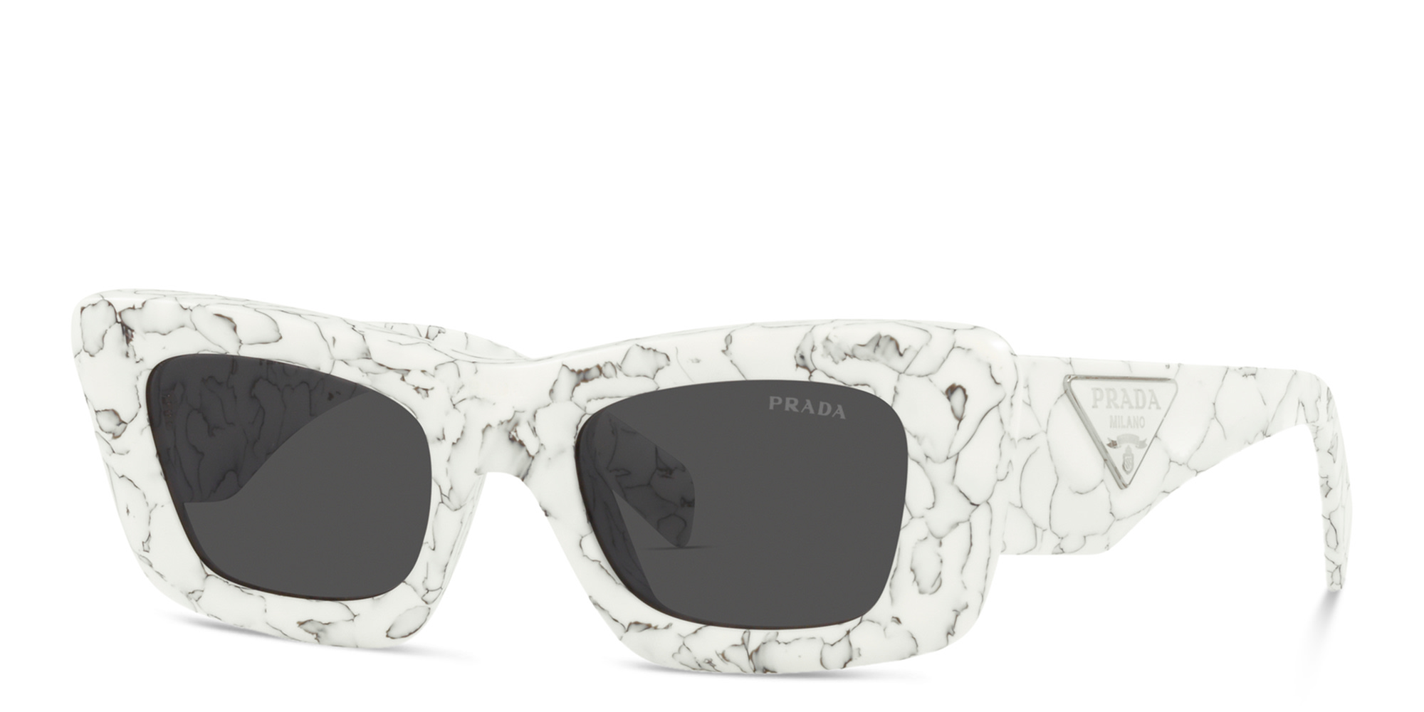 PRADA Cat-Eye Sunglasses in Matte White Marble – Product Photo 2