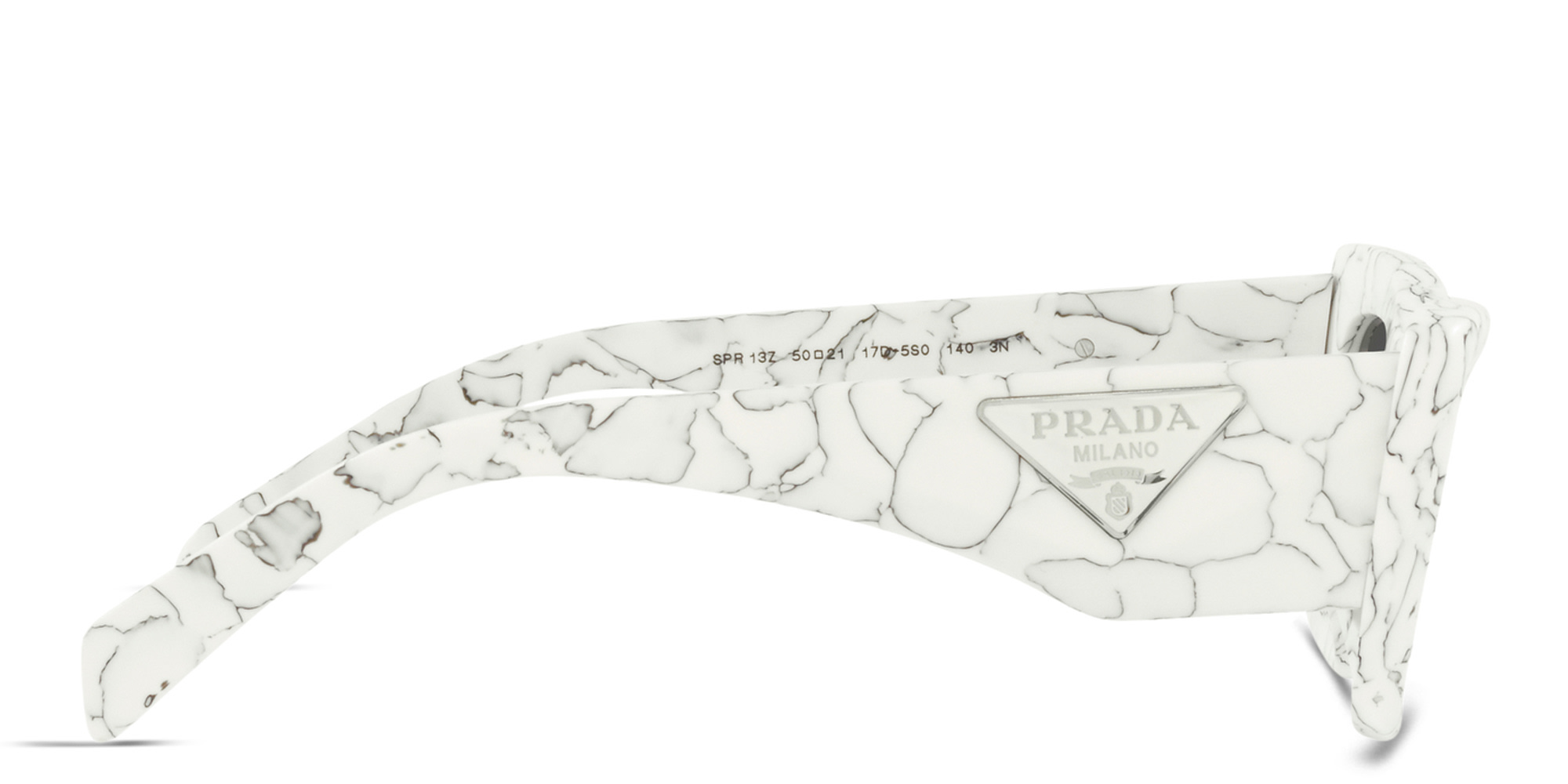 PRADA Cat-Eye Sunglasses in Matte White Marble – Product Photo 3