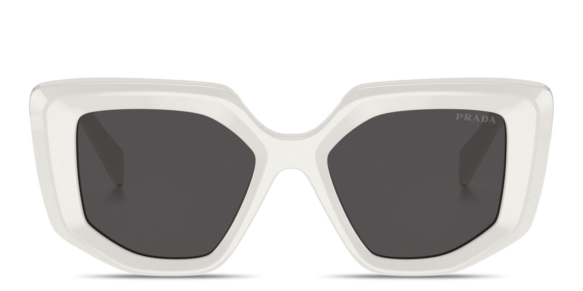 PRADA Triangle Logo Irregular Sunglasses in White – Product Photo 1