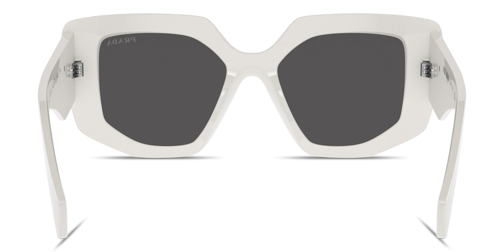 PRADA Triangle Logo Irregular Sunglasses in White – Product Photo 4