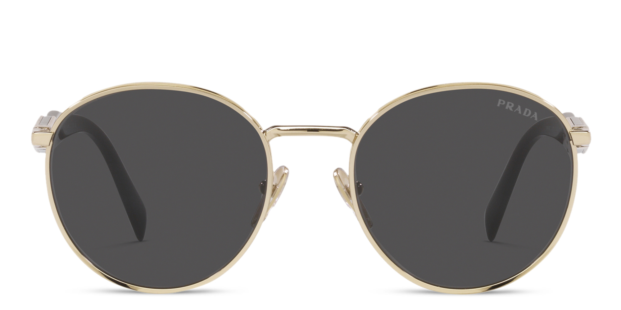 Shop PRADA Round Sunglasses in Pale Gold online.