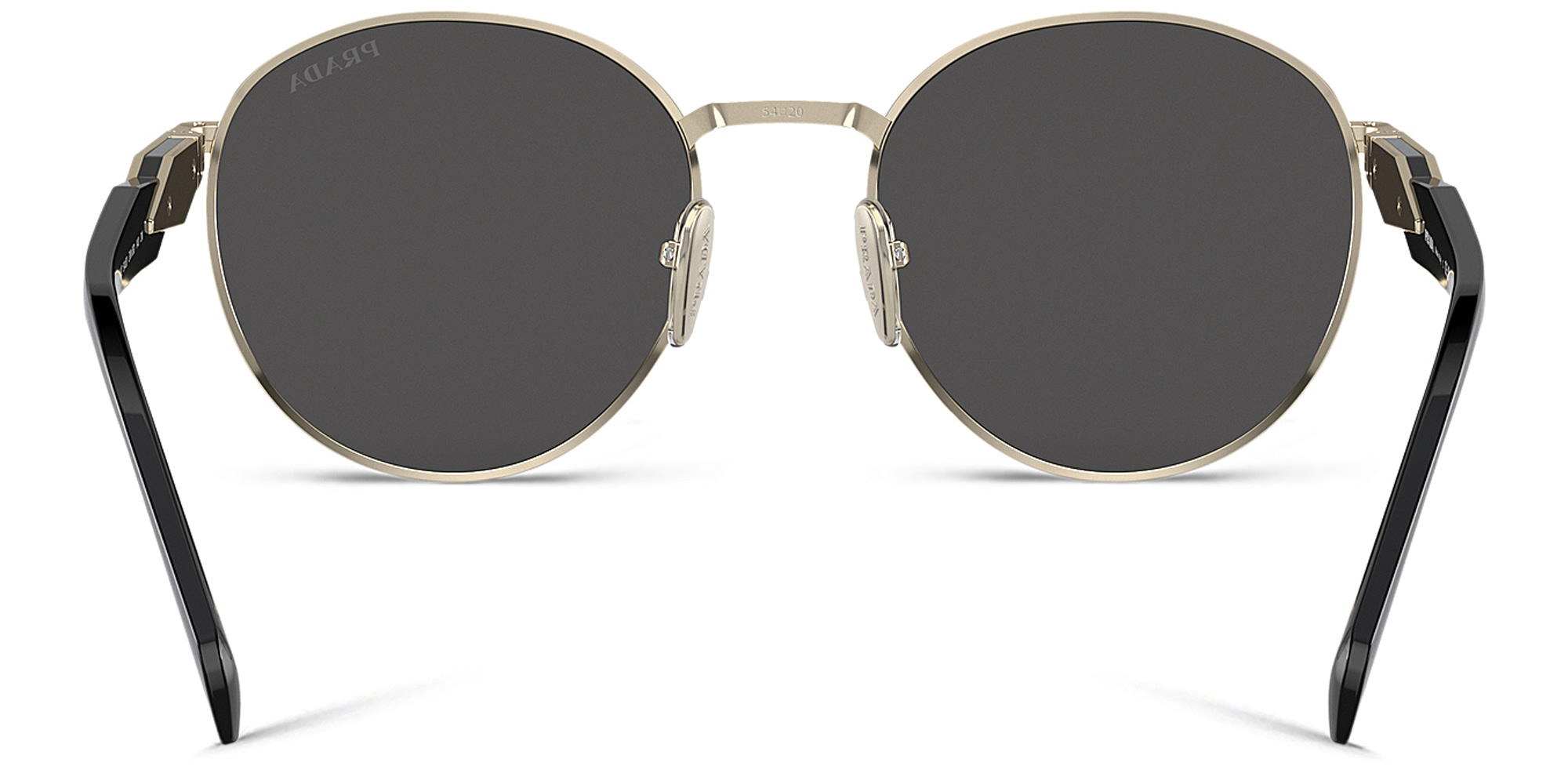 Shop PRADA Round Sunglasses in Pale Gold online.