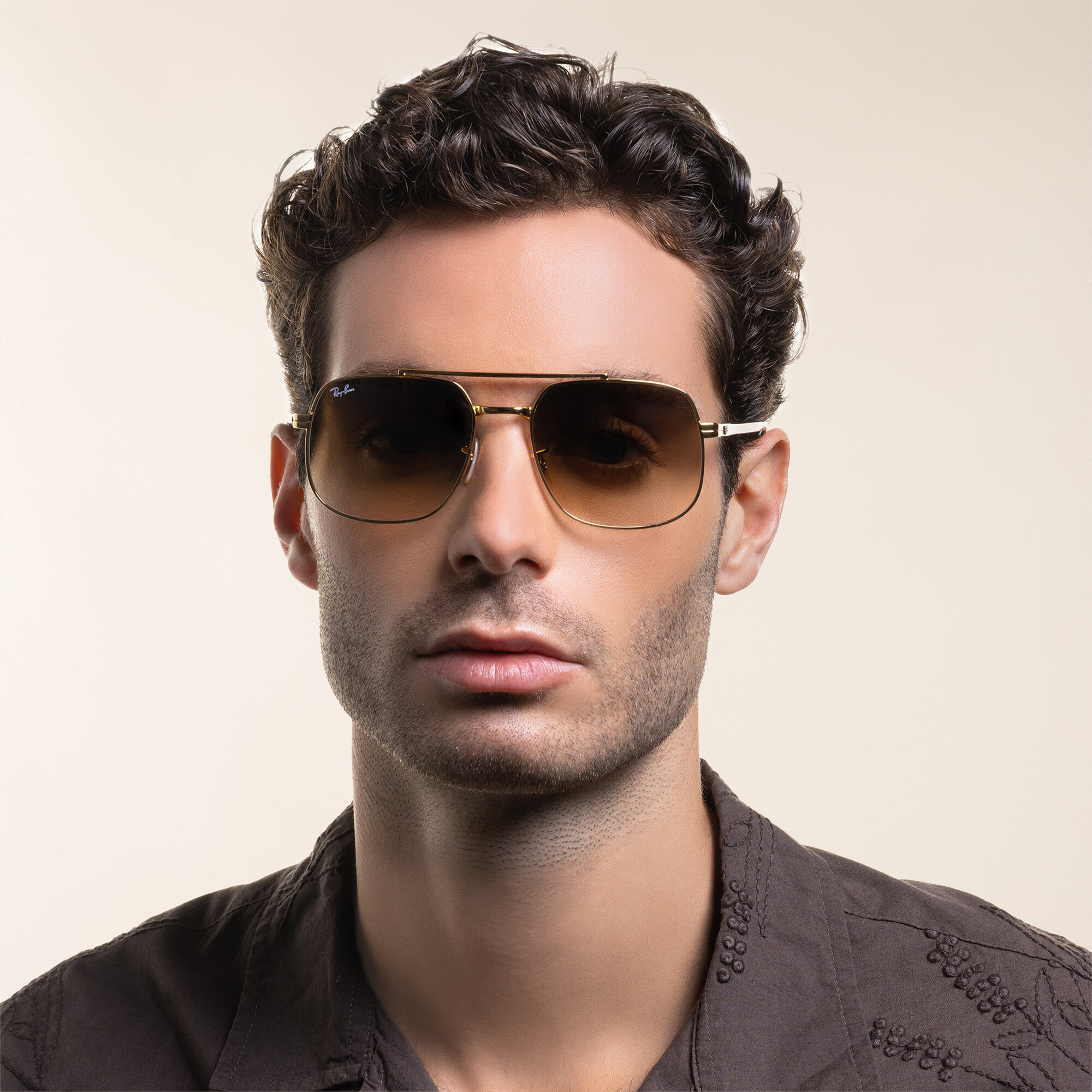 Ray-Ban Unisex Square Sunglasses in Gold – Product Photo 8