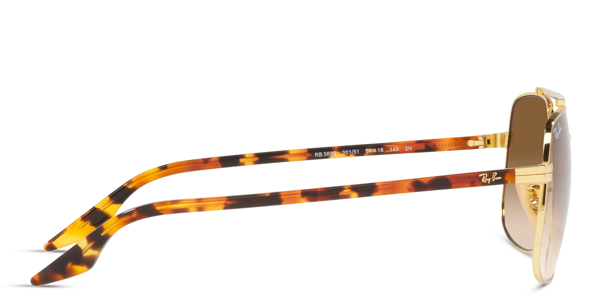 نظارات شمسية مربّعة للجنسين من راي بان بلون ذهبي - صورة المنتج 3