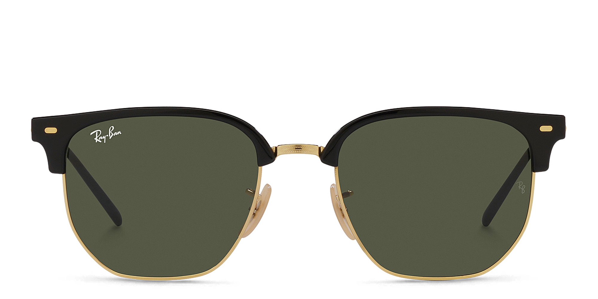 Shop Ray-Ban New Clubmaster Unisex Irregular Sunglasses in Black On Gold online.