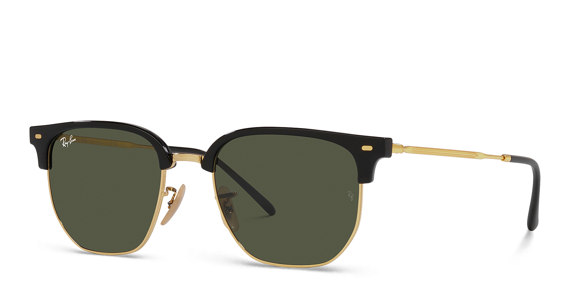Shop Ray-Ban New Clubmaster Unisex Irregular Sunglasses in Black On Gold online.