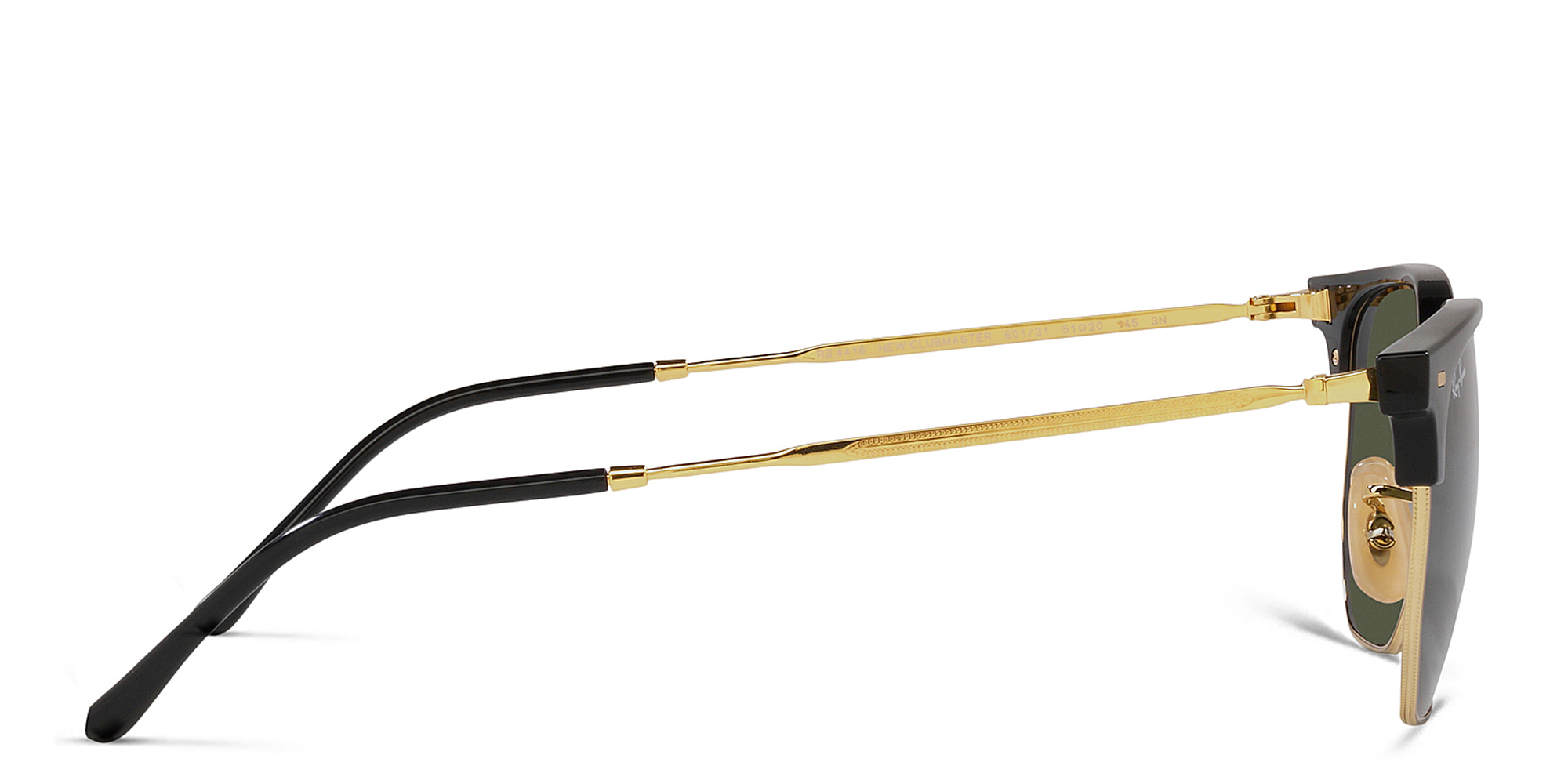 Shop Ray-Ban New Clubmaster Unisex Irregular Sunglasses in Black On Gold online.