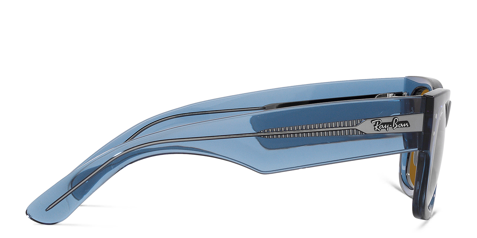 Shop Ray-Ban Mega Wayfarer Unisex Square Sunglasses in Transparent Blue online.