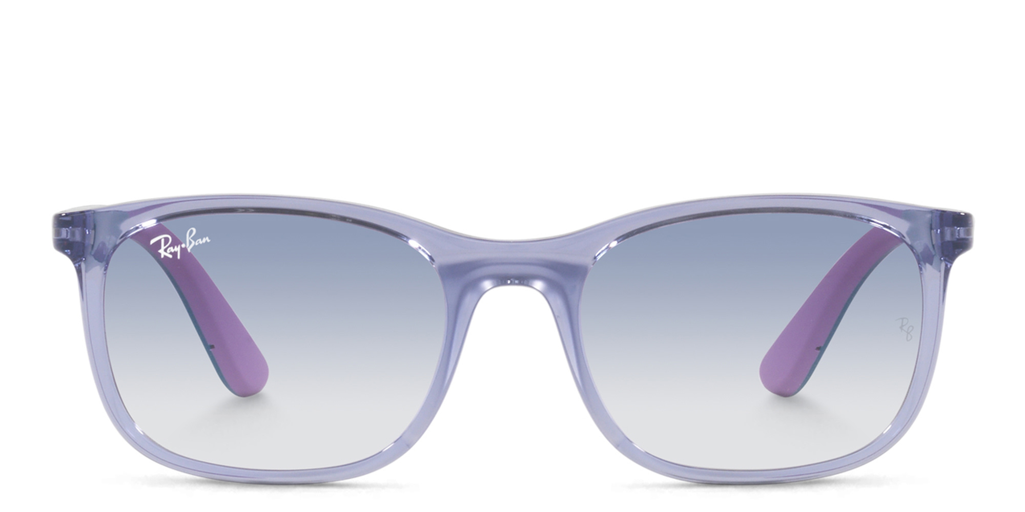 Shop Ray-Ban Junior Kids Square Sunglasses in Transparent Violet online.