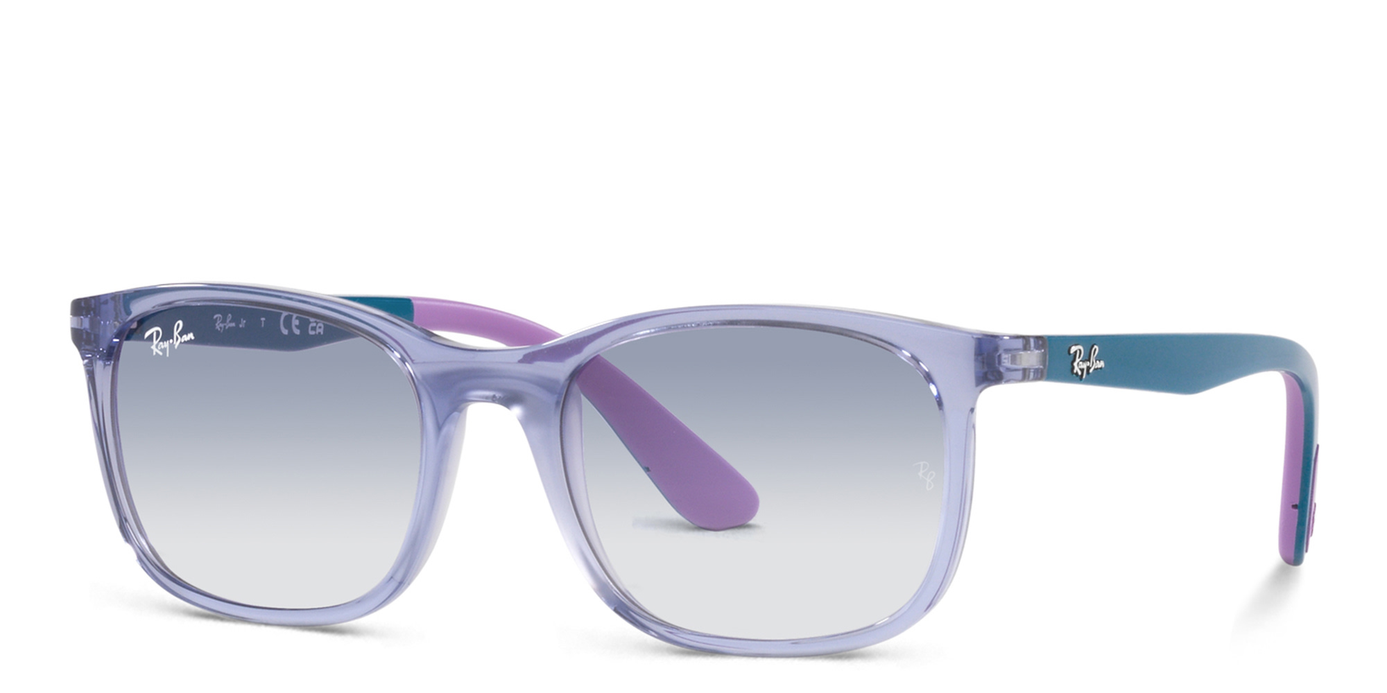 Shop Ray-Ban Junior Kids Square Sunglasses in Transparent Violet online.