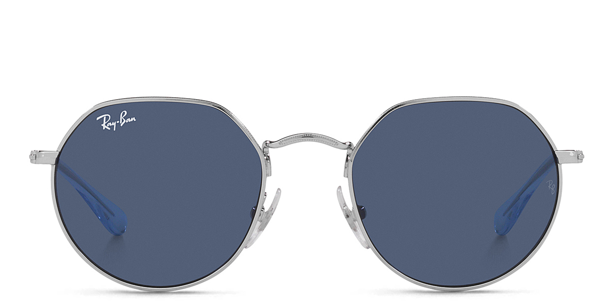 Shop Ray-Ban Junior Jack Kids Irregular Sunglasses in Polished Silver online.