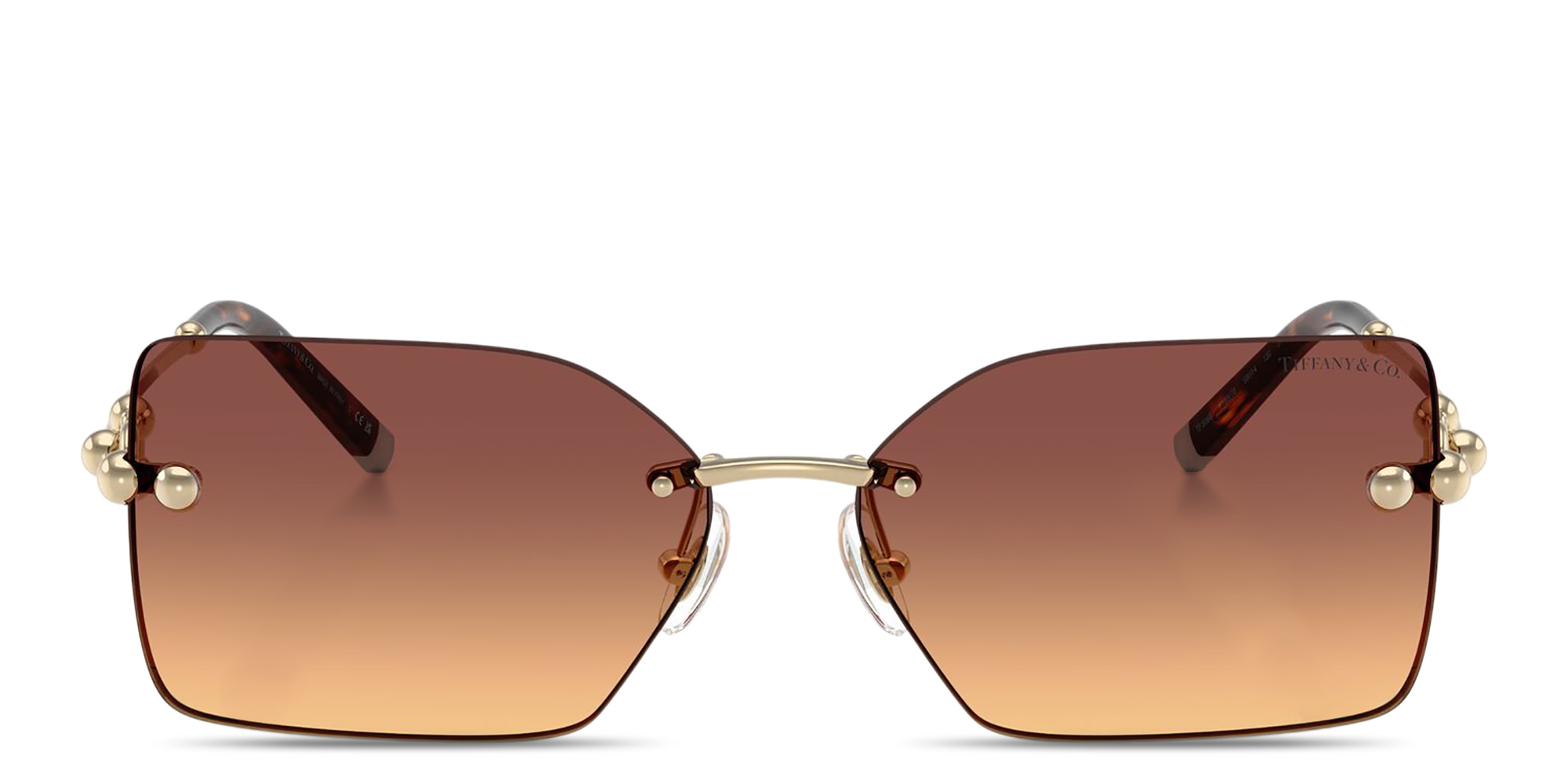 Shop TIFFANY Tiffany HardWear Rimless Rectangle Sunglasses in Gold online.