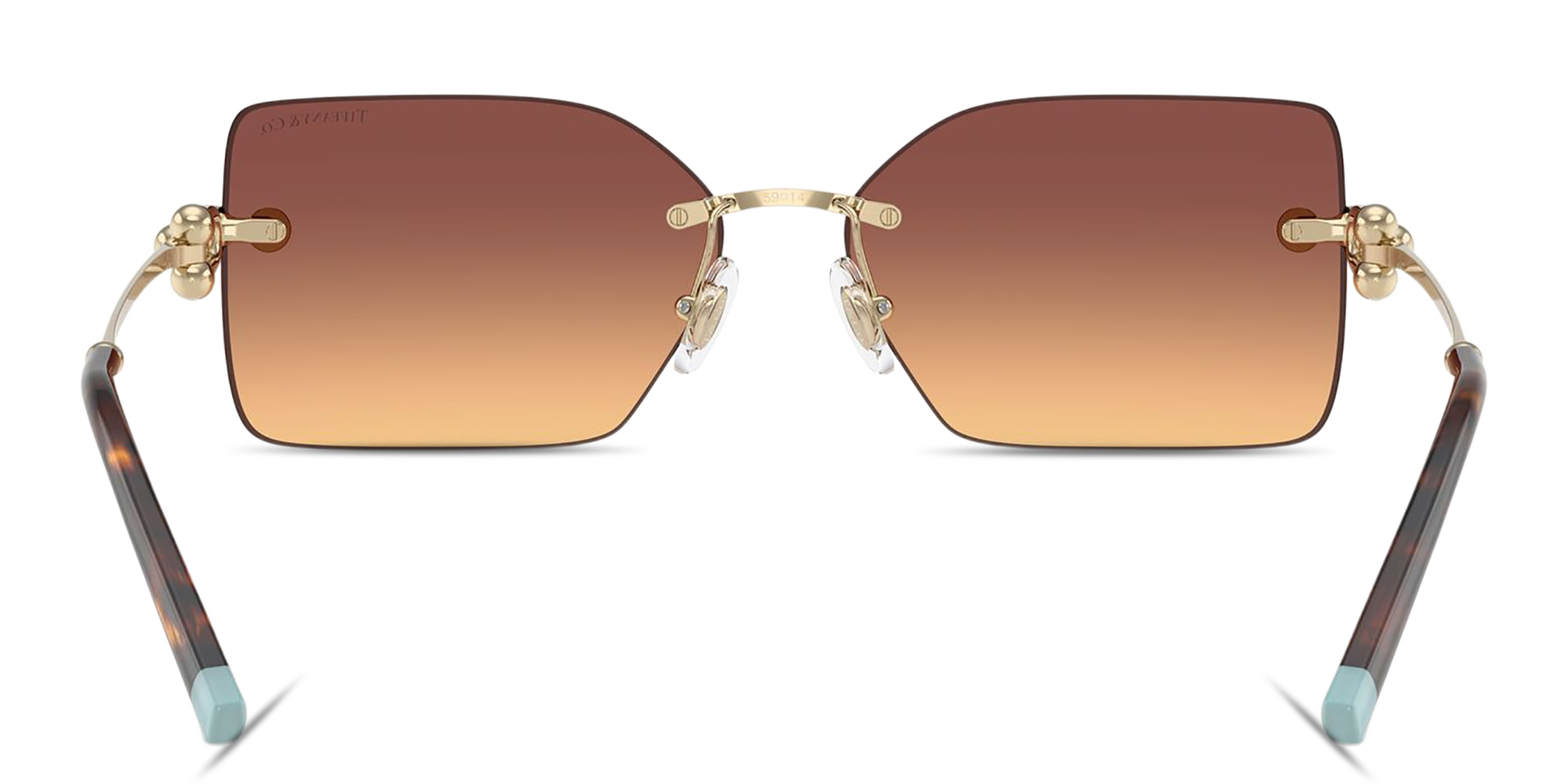 Shop TIFFANY Tiffany HardWear Rimless Rectangle Sunglasses in Gold online.