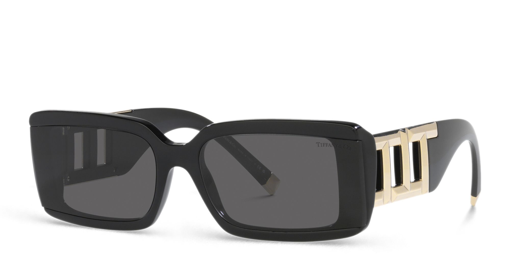 Shop TIFFANY Rectangle Sunglasses in Black online.