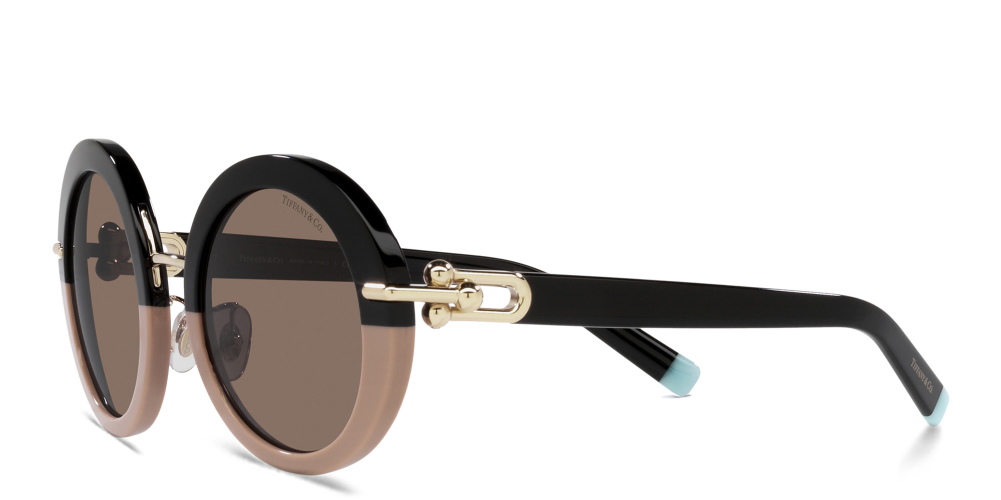 Shop TIFFANY Round Sunglasses in Black online.