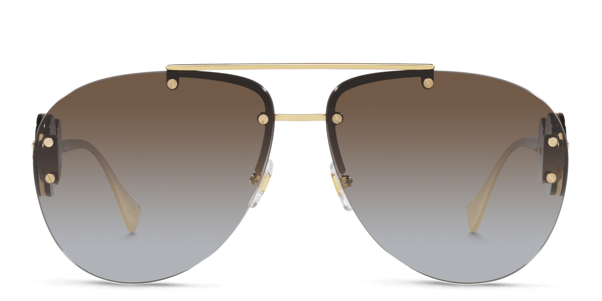VERSACE Double Medusa rimless Pilot sunglasses in Gold – Product Photo 1