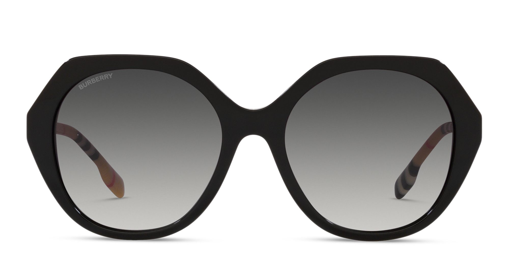 Shop BURBERRY Oversized Irregular Sunglasses in Black online.