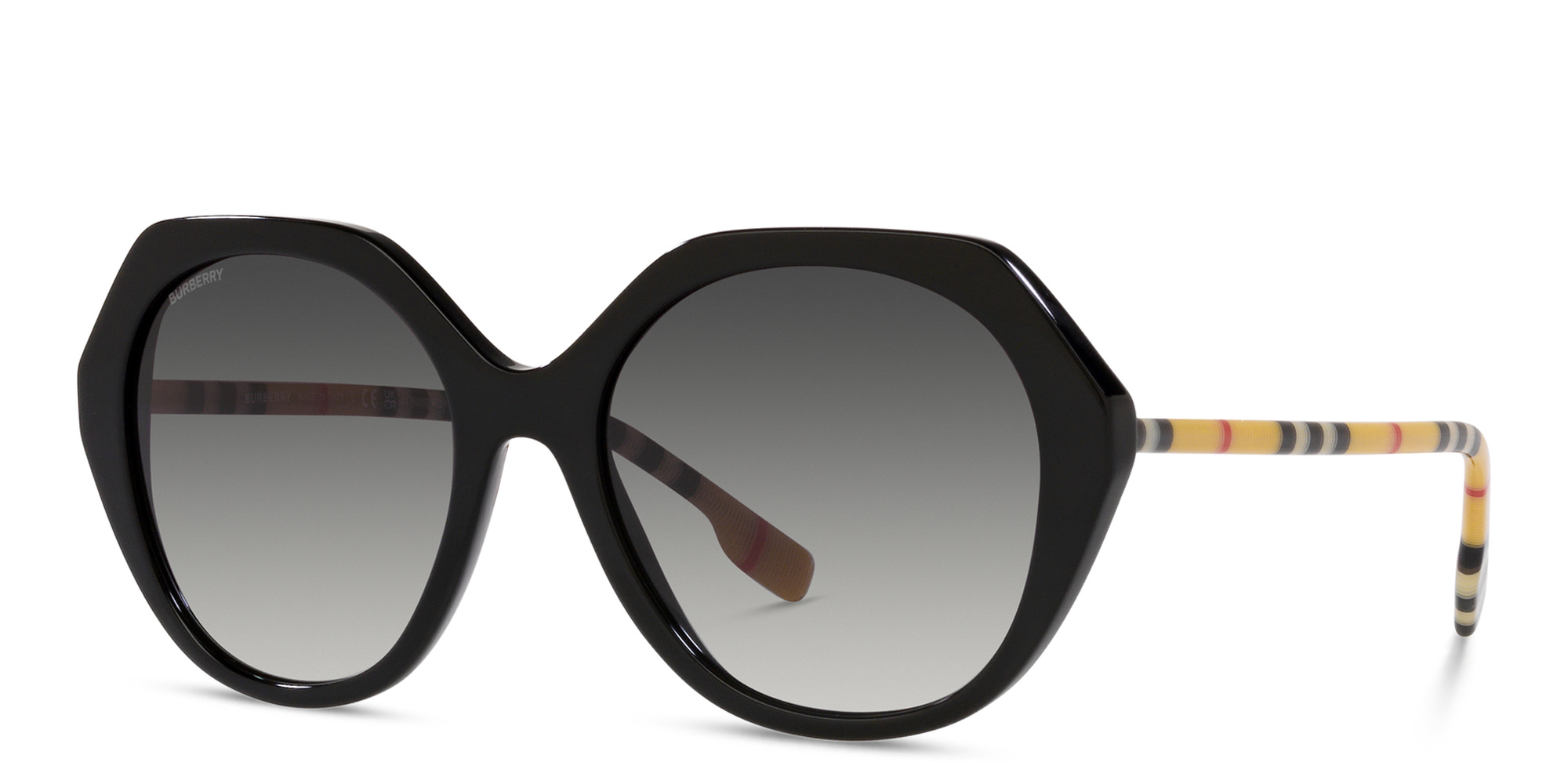 Shop BURBERRY Oversized Irregular Sunglasses in Black online.