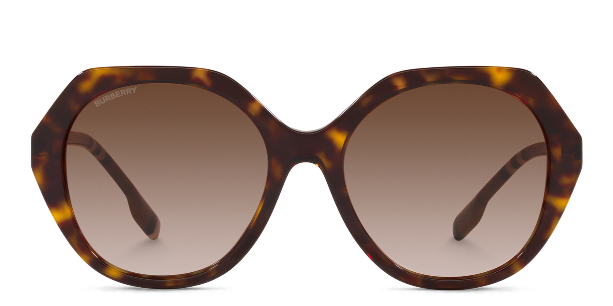 Shop BURBERRY Oversized Irregular Sunglasses in Dark Havana online.