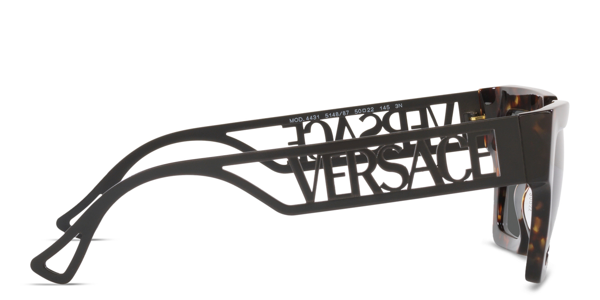 VERSACE 90s Vintage Logo Square Sunglasses in Havana – Product Photo 3