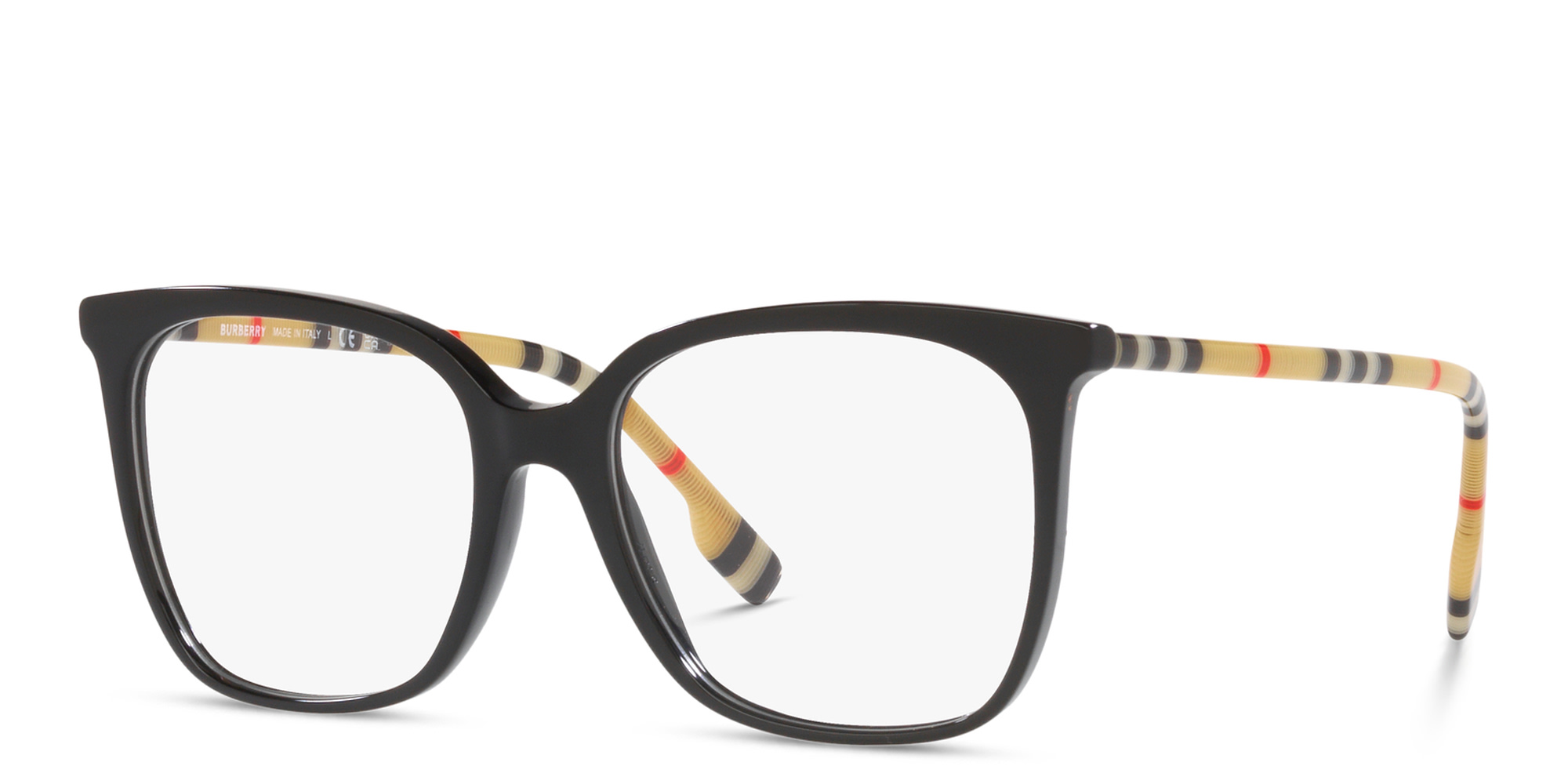 Shop BURBERRY Square Eyeglasses in Black online.