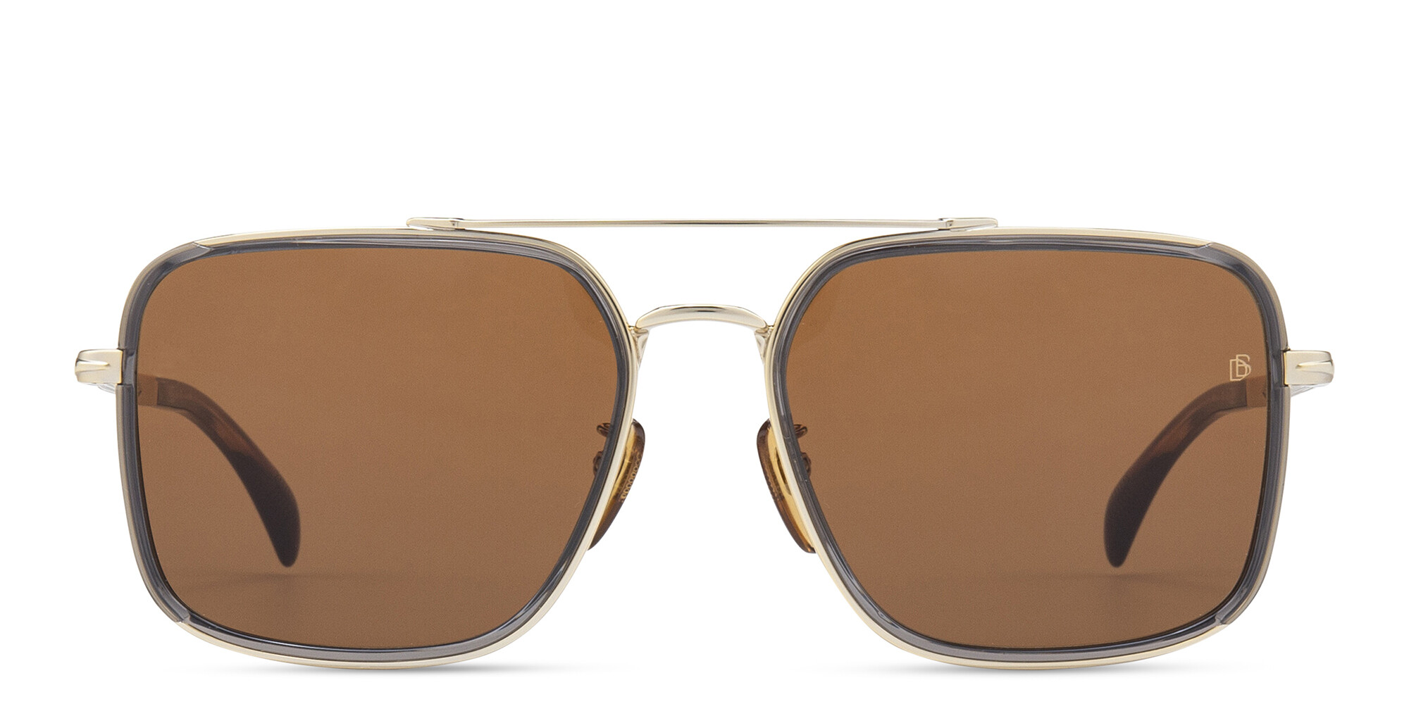 نظارات شمسية مستطيل من ديفيد بيكهام بلون رمادي ذهبي - صورة المنتج 1