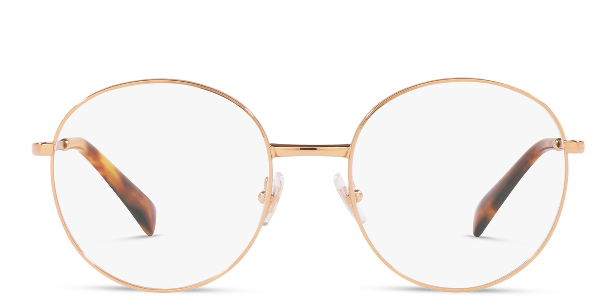 Shop MIU MIU Round Eyeglasses in Rose Gold online.