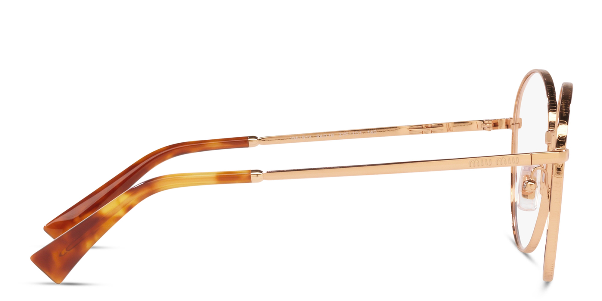 Shop MIU MIU Round Eyeglasses in Rose Gold online.