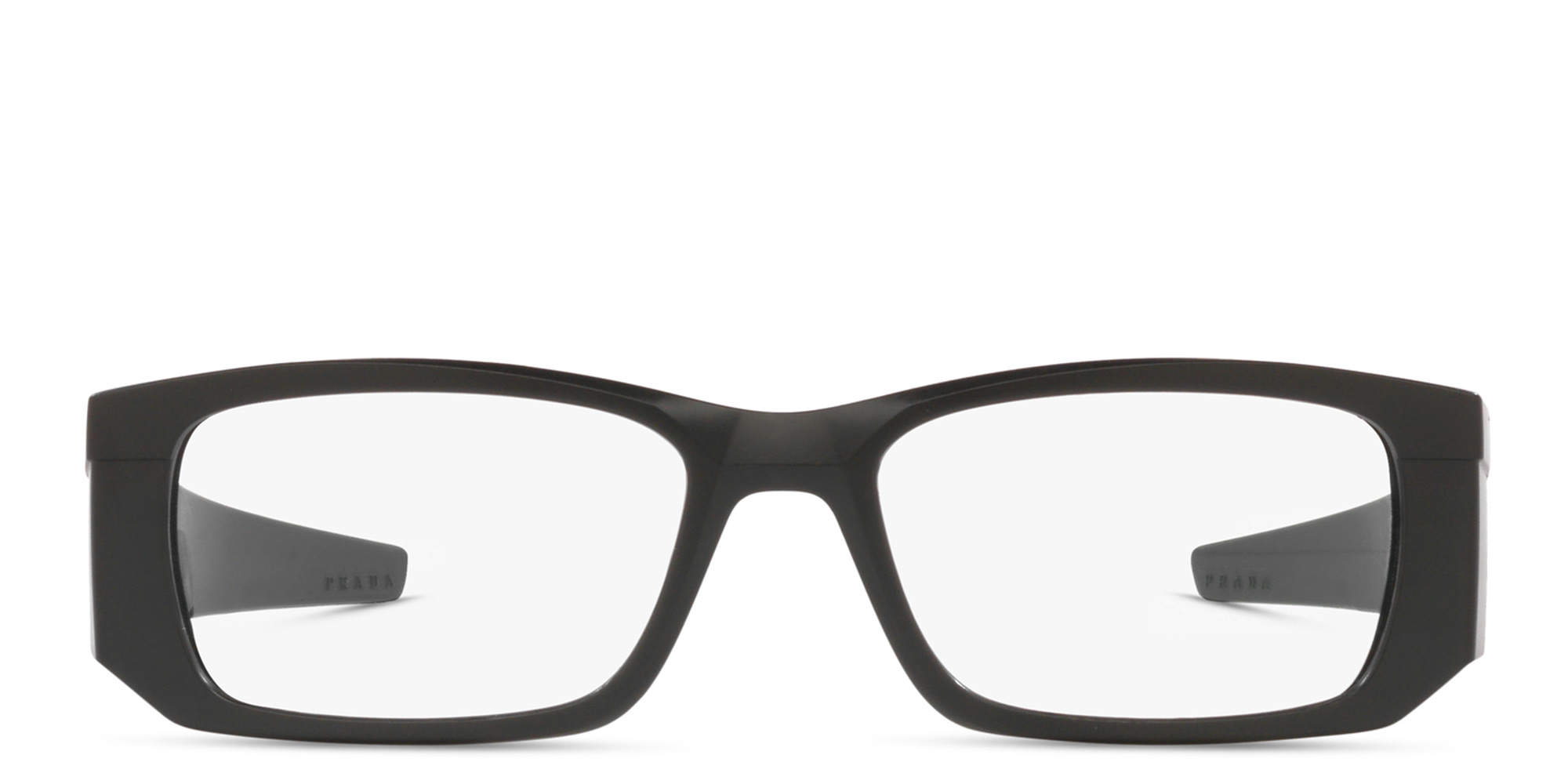 Prada Linea Rossa Wide Rectangle Eyeglasses in Matte Black – Product Photo 1