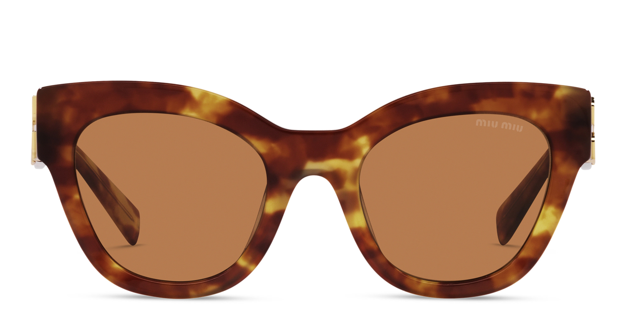 MIU MIU Wide Cat-Eye Sunglasses in Light Havana – Product Photo 1
