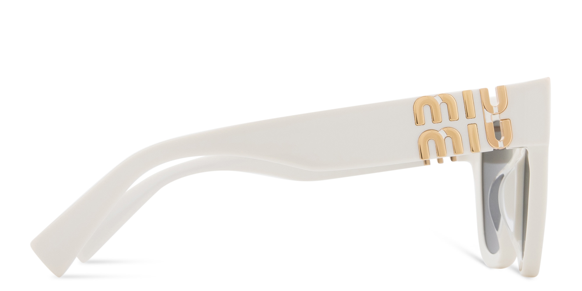 تسوق نظارات شمسية مربّعة بشعار العلامة العمودي ميو ميو بلون أبيض أونلاين.