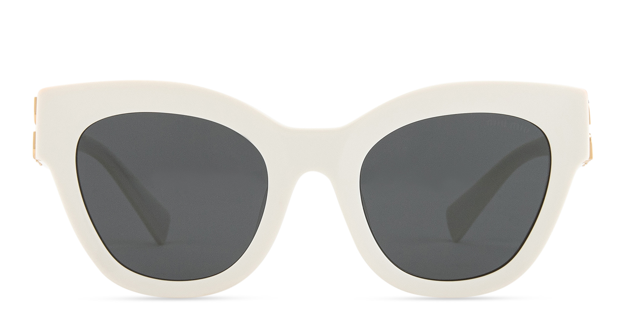 Shop MIU MIU Vertical Logo Square Sunglasses in White online.